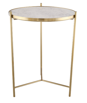 Millie Arrow Aluminum & Marble Side Table – Gold Accent Furniture for Living Room - Metal Designers Gallery - India